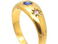 Edwardian 18ct Gold, Sapphire & Diamond Gypsy Ring by Deakin & Frances