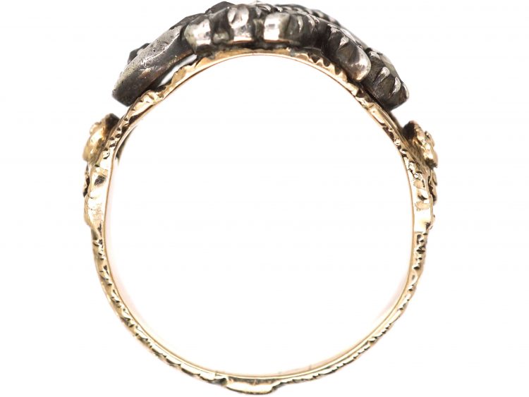 Georgian 9ct Gold & Silver Rose Diamond Twist Ring