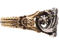 Georgian 9ct Gold & Silver Rose Diamond Twist Ring