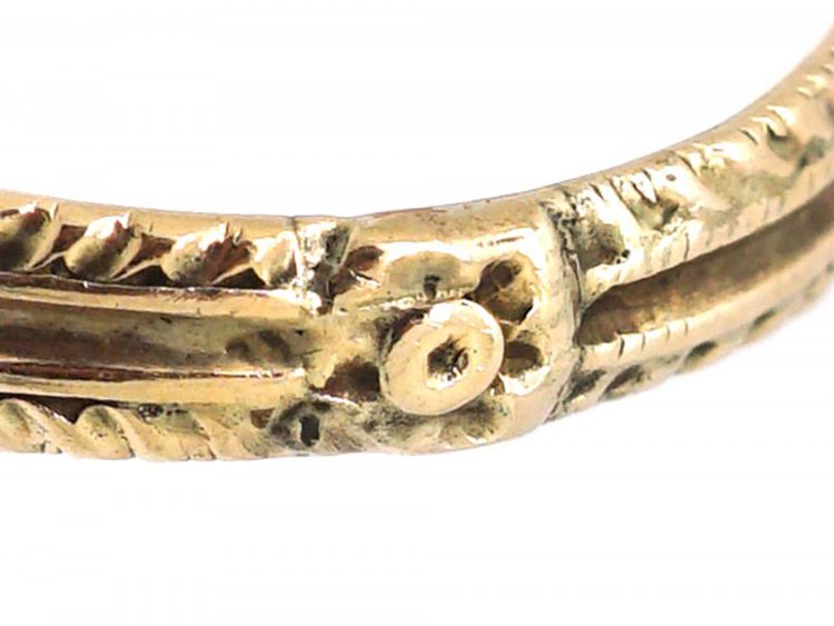 Georgian 9ct Gold & Silver Rose Diamond Twist Ring
