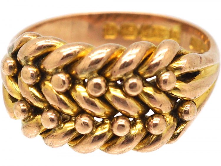 Edwardian 9ct Gold Illusion Keeper Ring