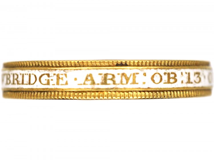 Georgian 18ct Gold & White Enamel Mourning Ring Dated 1775