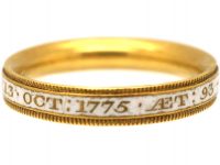 Georgian 18ct Gold & White Enamel Mourning Ring Dated 1775