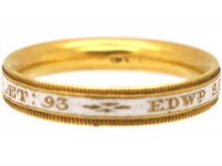 Georgian 18ct Gold & White Enamel Mourning Ring Dated 1775