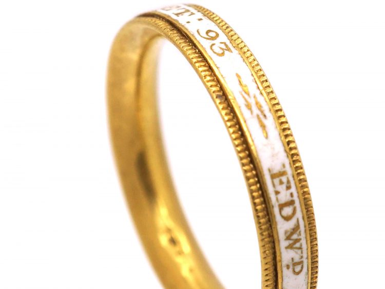 Georgian 18ct Gold & White Enamel Mourning Ring Dated 1775