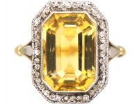 Art Deco 18ct Gold & Platinum, Rectangular Citrine & Diamond Ring Art Deco 18ct Gold & Platinum, Rectangular Citrine & Diamond Ring