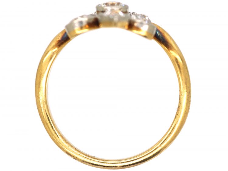 Early 20th Century 18ct Gold & Platinum, Fleur de Lys Ring set with Diamonds