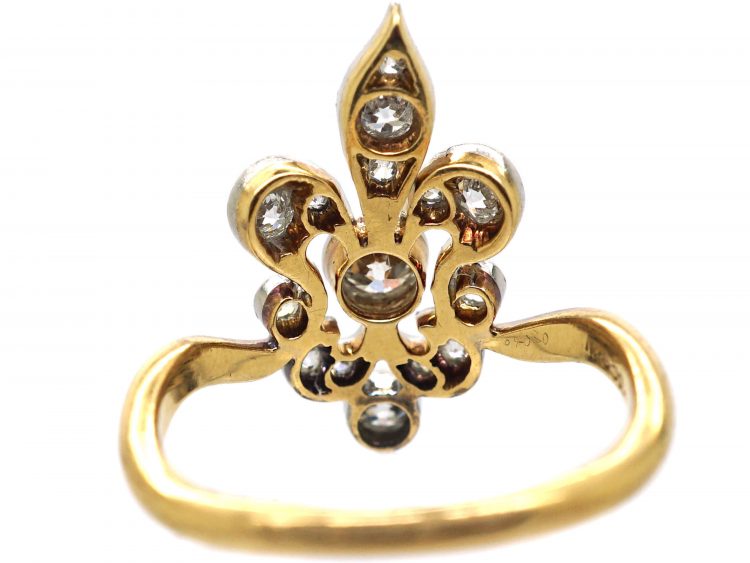 Early 20th Century 18ct Gold & Platinum, Fleur de Lys Ring set with Diamonds