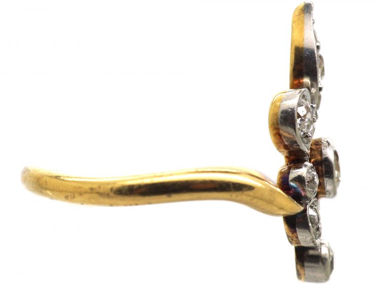 Early 20th Century 18ct Gold & Platinum, Fleur de Lys Ring set with Diamonds
