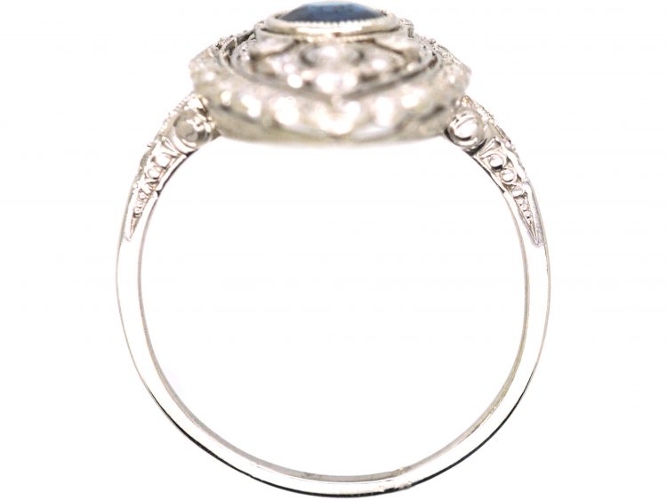 Edwardian Platinum, Sapphire & Diamond Marquise Ring