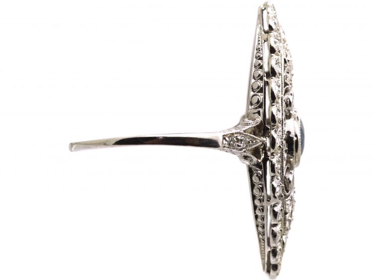 Edwardian Platinum, Sapphire & Diamond Marquise Ring