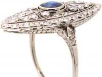 Edwardian Platinum, Sapphire & Diamond Marquise Ring