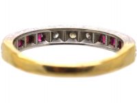 18ct Yellow & White Gold, Ruby & Diamond Half Eternity Ring by Cropp & Farr