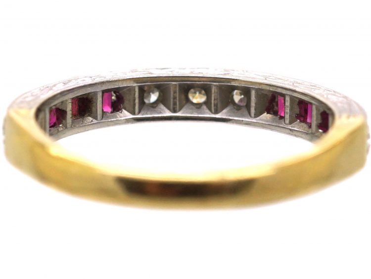 18ct Yellow & White Gold, Ruby & Diamond Half Eternity Ring by Cropp & Farr