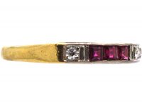 18ct Yellow & White Gold, Ruby & Diamond Half Eternity Ring by Cropp & Farr