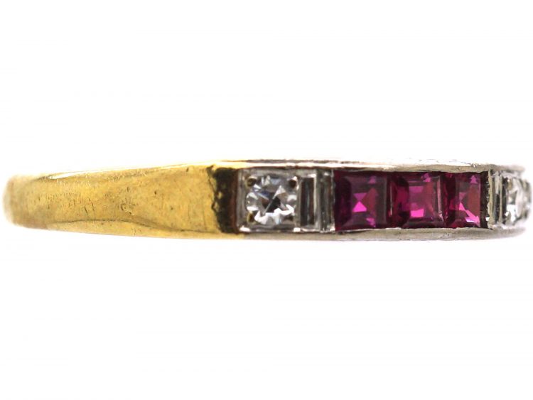 18ct Yellow & White Gold, Ruby & Diamond Half Eternity Ring by Cropp & Farr