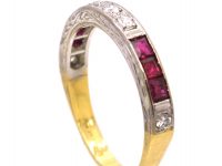 18ct Yellow & White Gold, Ruby & Diamond Half Eternity Ring by Cropp & Farr