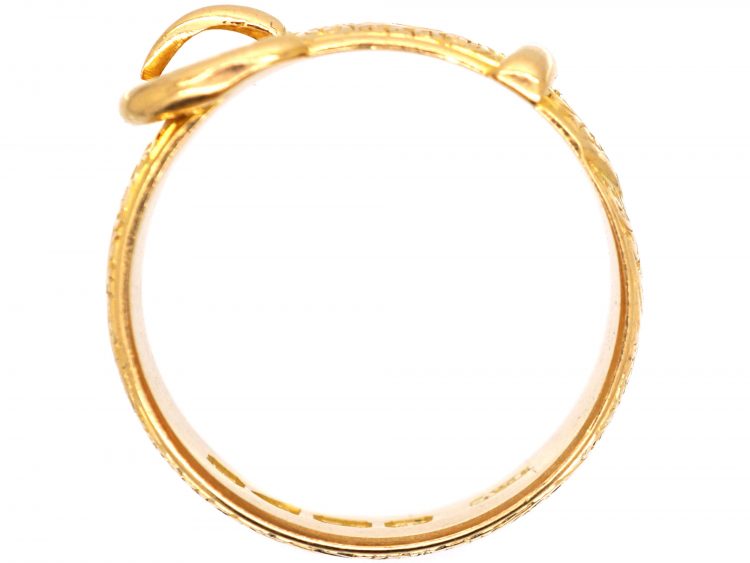Victorian 18ct Gold Buckle Ring with Ornate Engraving