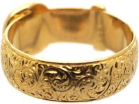 Victorian 18ct Gold Buckle Ring with Ornate Engraving