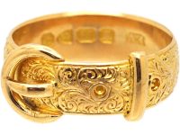 Victorian 18ct Gold Buckle Ring with Ornate Engraving