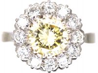 18ct White Gold Cluster Ring set with a Fancy Light Yellow Diamond