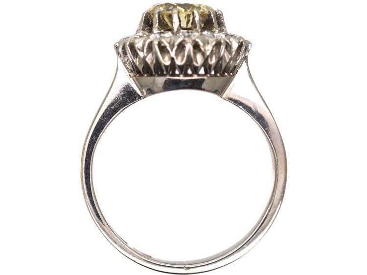 18ct White Gold Cluster Ring set with a Fancy Light Yellow Diamond
