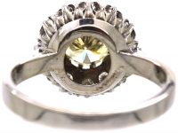 18ct White Gold Cluster Ring set with a Fancy Light Yellow Diamond
