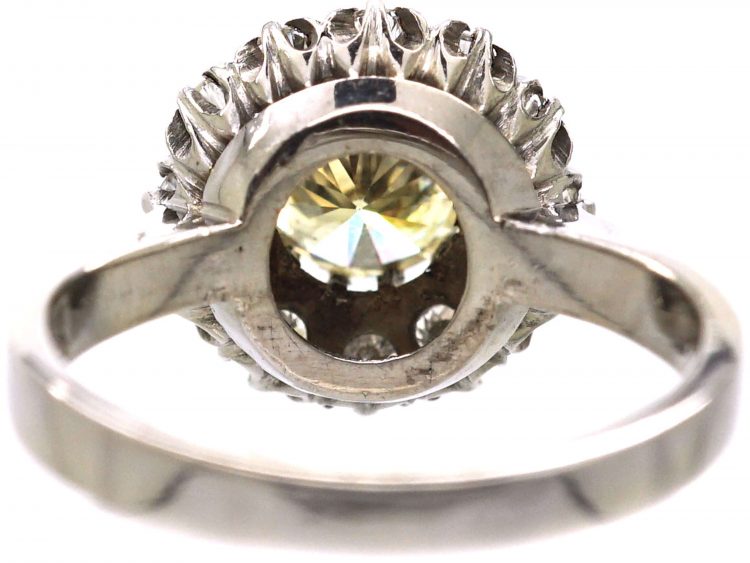 18ct White Gold Cluster Ring set with a Fancy Light Yellow Diamond