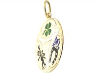 Early 20th Century 14ct Gold & Enamel Good Luck Pendant