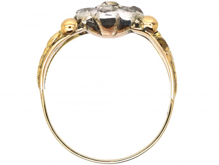 Early 19th Century 14ct Gold & Silver, Table Cut Diamond Cluster Ring