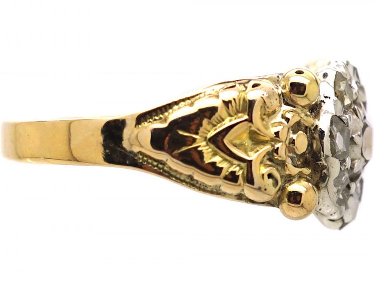 Early 19th Century 14ct Gold & Silver, Table Cut Diamond Cluster Ring