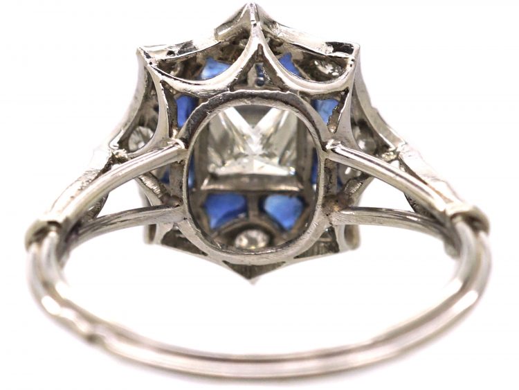 Early 20th Century Diamond & Sapphire Fancy Cluster Ring