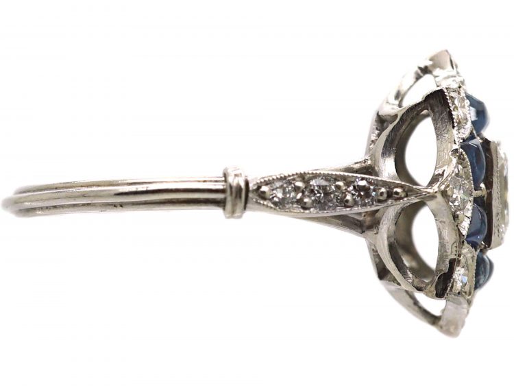 Early 20th Century Diamond & Sapphire Fancy Cluster Ring