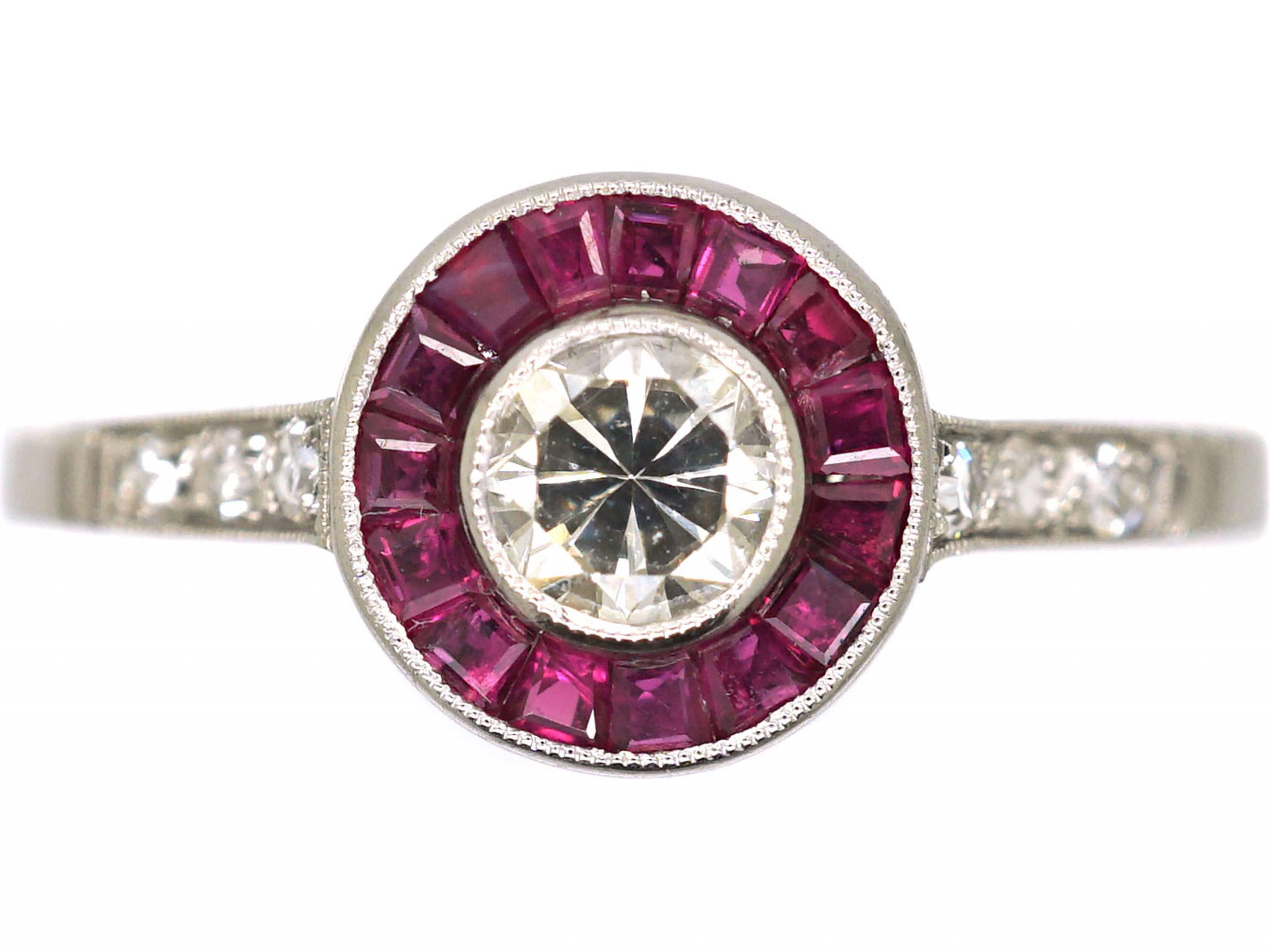 Art Deco Platinum Ruby & Diamond Target Ring (773Y/PR) | The Antique ...
