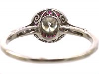 Art Deco Platinum Ruby & Diamond Target Ring