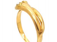 Edwardian 18ct Gold Snake Ring with Rose Diamond Eyes