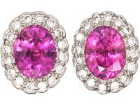 18ct White Gold Pink Sapphire & Diamond Oval Cluster Earrings 18ct White Gold Pink Sapphire & Diamond Oval Cluster Earrings