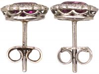 18ct White Gold Pink Sapphire & Diamond Oval Cluster Earrings