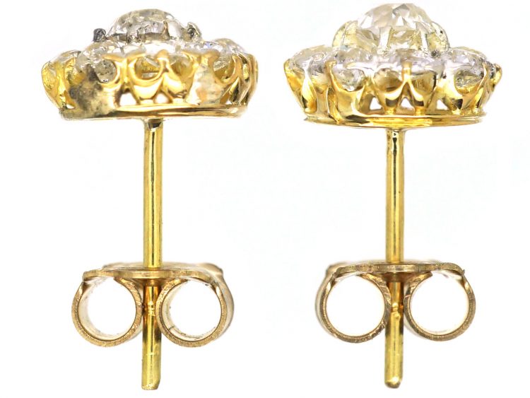 Edwardian 18ct Gold Diamond Cluster Earrings