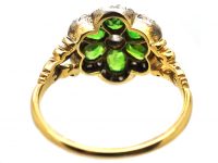 Edwardian 18ct Gold Green Garnet & Diamond Cluster Ring