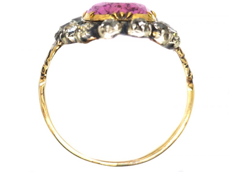 Early 19th Century Pink Topaz & Diamond Ring