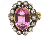 Early 19th Century Pink Topaz & Diamond Ring