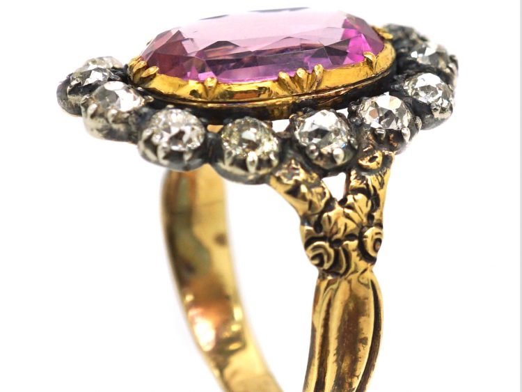 Early 19th Century Pink Topaz & Diamond Ring