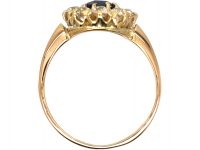 Edwardian 18ct Gold, Sapphire & Diamond Oval Cluster Ring
