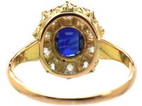 Edwardian 18ct Gold, Sapphire & Diamond Oval Cluster Ring