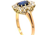 Edwardian 18ct Gold, Sapphire & Diamond Oval Cluster Ring