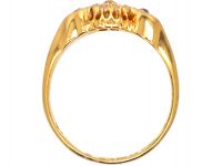 Victorian 18ct Gold Diamond Cluster Ring with Diamond Set Shoulders