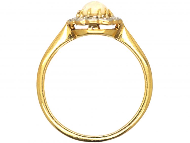 Edwardian 18ct Gold & Platinum, Opal & Diamond Cluster Ring