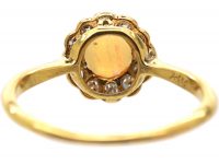Edwardian 18ct Gold & Platinum, Opal & Diamond Cluster Ring