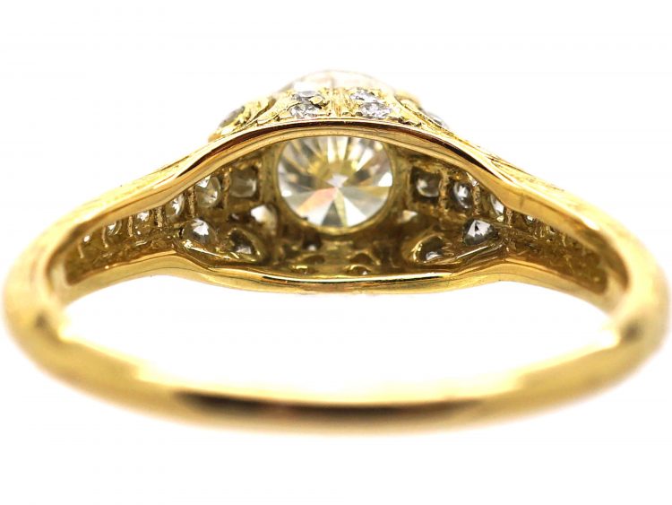 18ct Gold Diamond Solitaire Ring with Diamond set Shoulders & Sides by Boodles